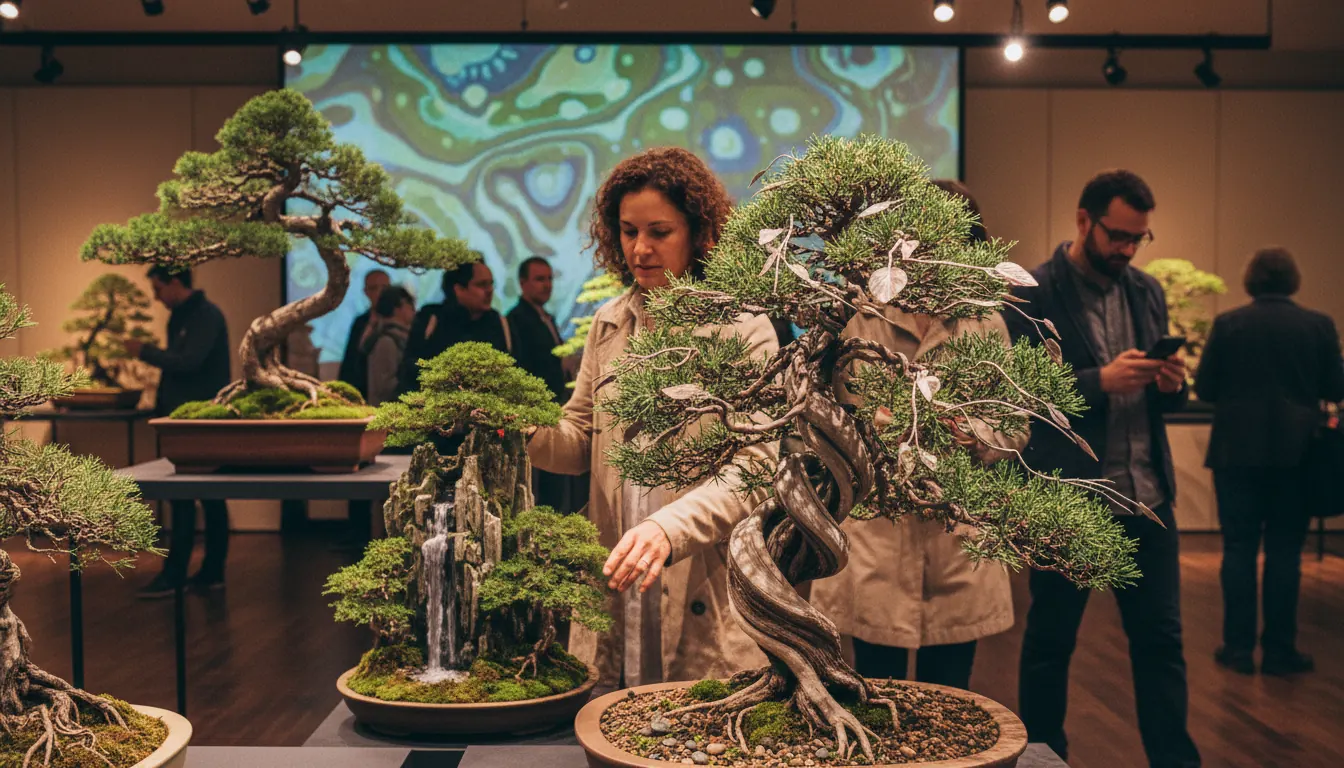 Kreative Bonsai Gestaltungen bei Bonsairebellen Ausstellung