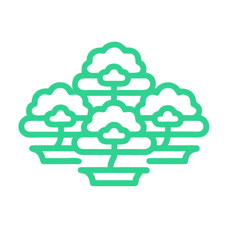 Bonsairebellen Logo mit stilisiertem Bonsai Baum